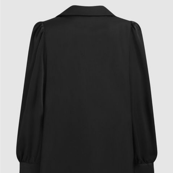 Button up Ruched Puff Sleeve Collared Blouse - Picture 3 of 8